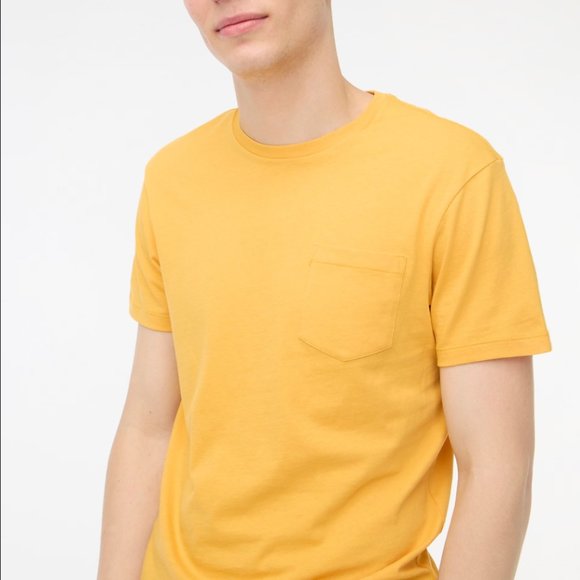 J Crew NEW NWT Mens Yellow Washed Jersey Pocket Tee T Shirt Short Sleeve - Picture 1 of 3